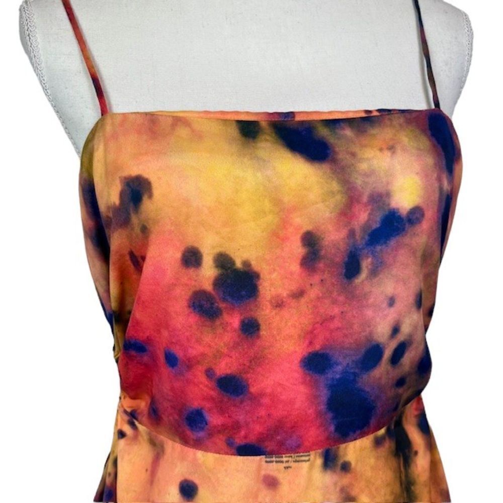 Rokh Women's Orange Tie Dye Open Side Spaghetti Strap Top Size Small - Picture 2 of 13